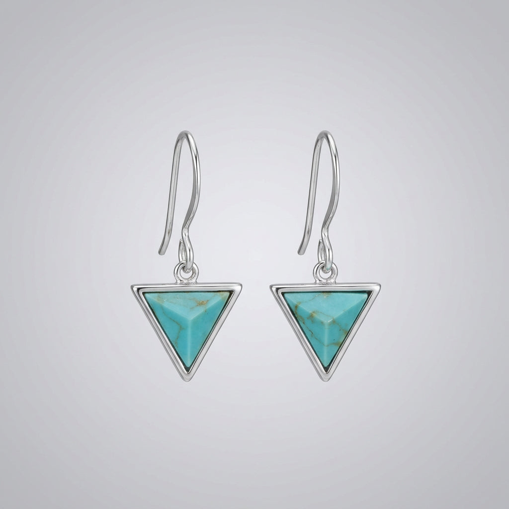 Turquoise Triangle Earrings – Short Curved Ear Wires