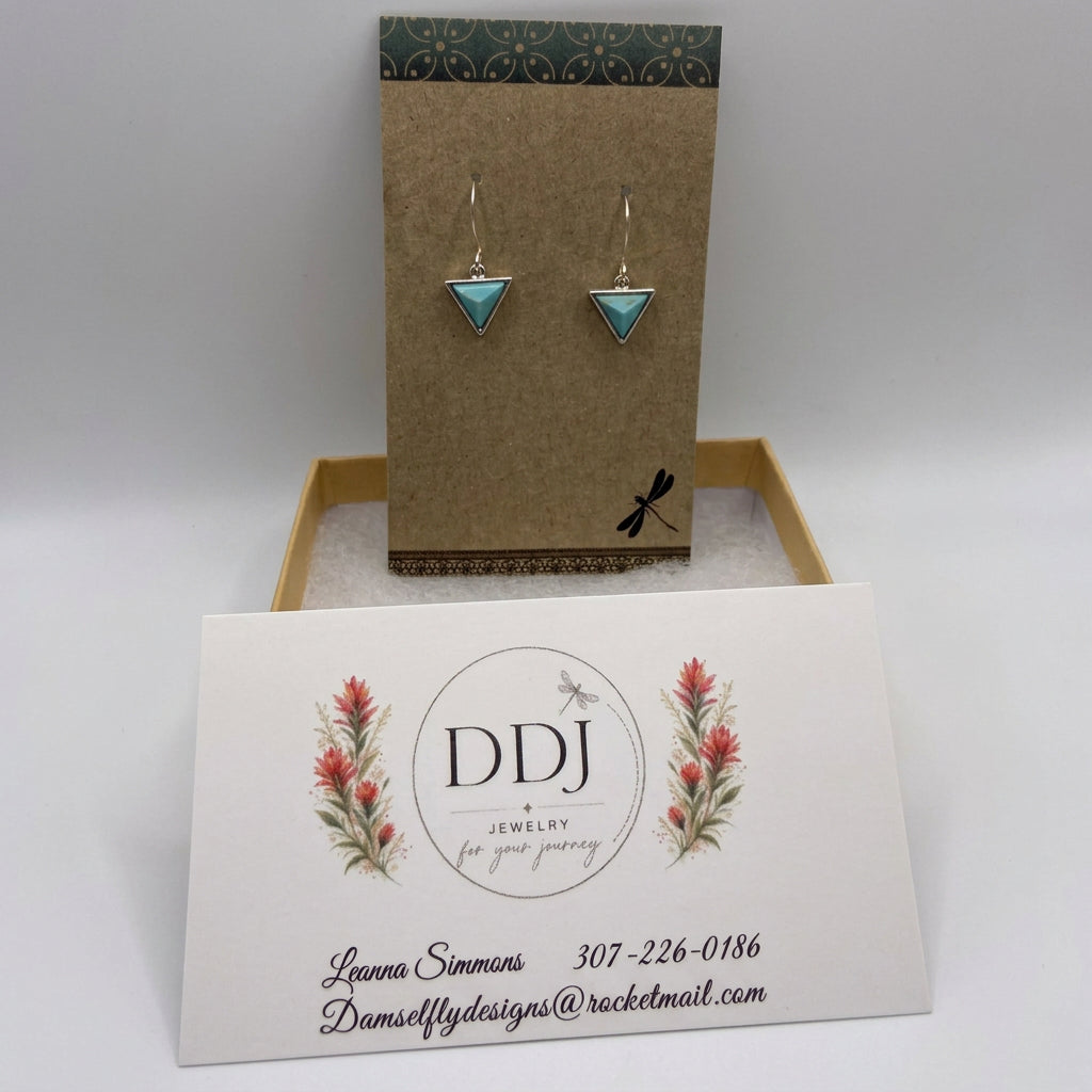 Turquoise Triangle Earrings – Short Curved Ear Wires