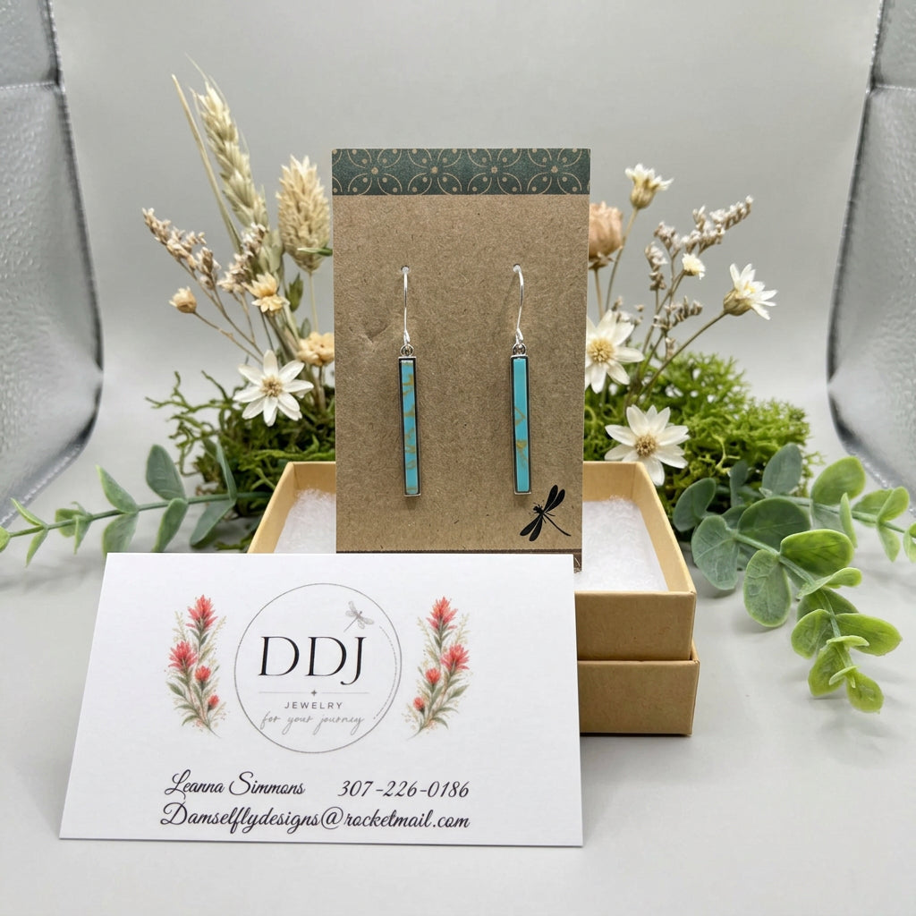 Turquoise Bar Drop Earrings