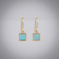 Gold-Plated Turquoise Square Earrings