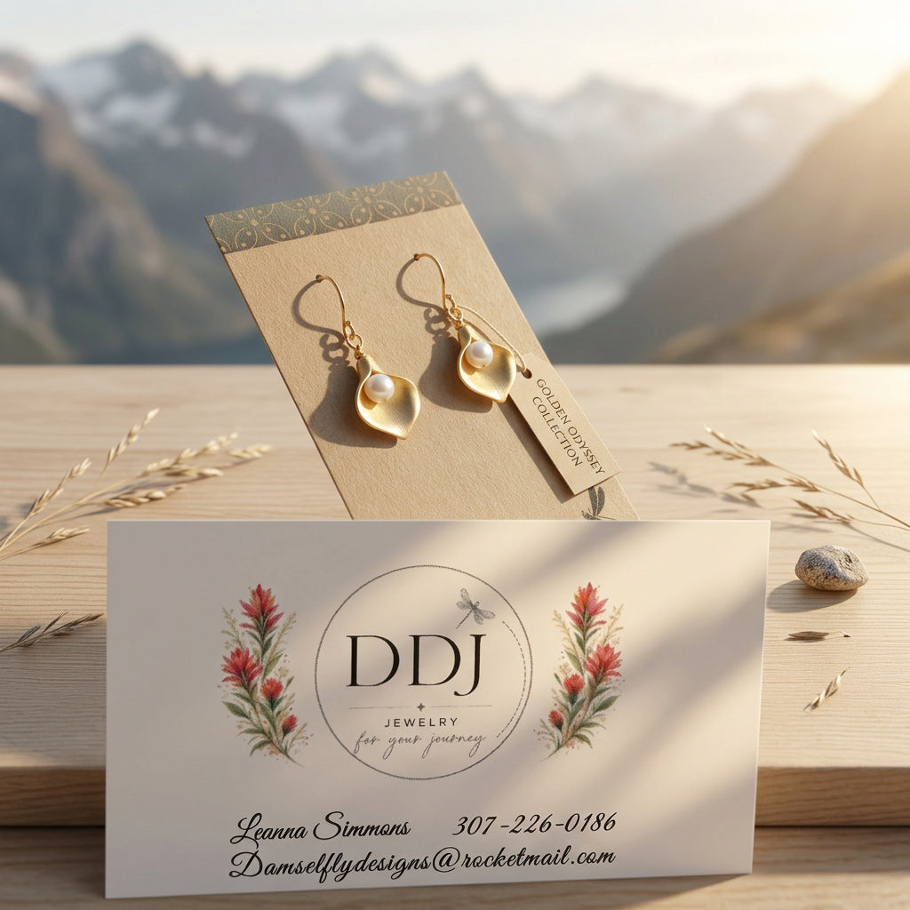 Gold-Plated Calla Lily Earrings with Swarovski Coated Pearls