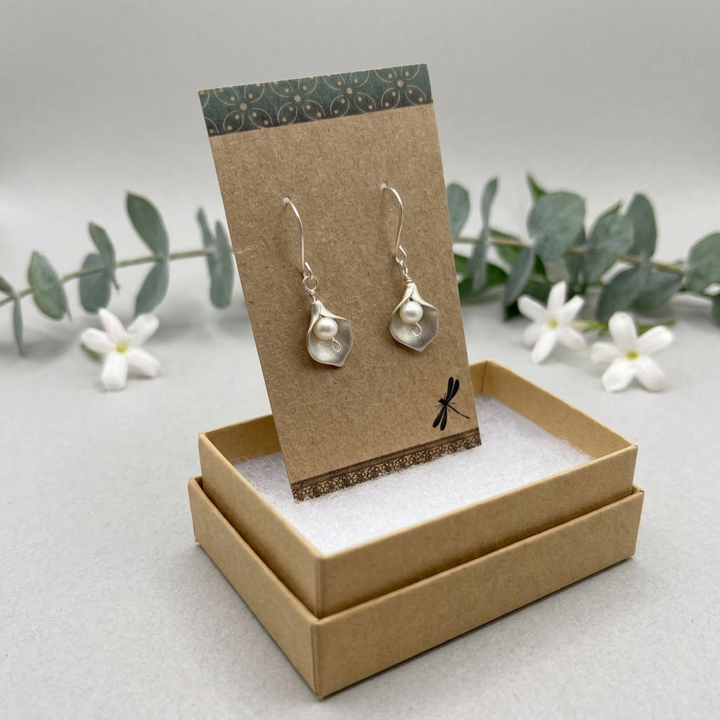 Calla Lily Earrings with Swarovski Pearl