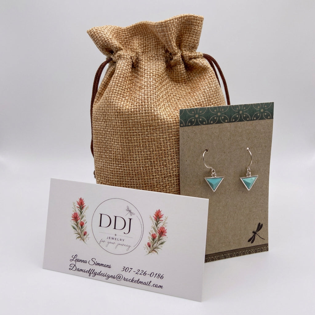 Turquoise Triangle Earrings – Short Curved Ear Wires