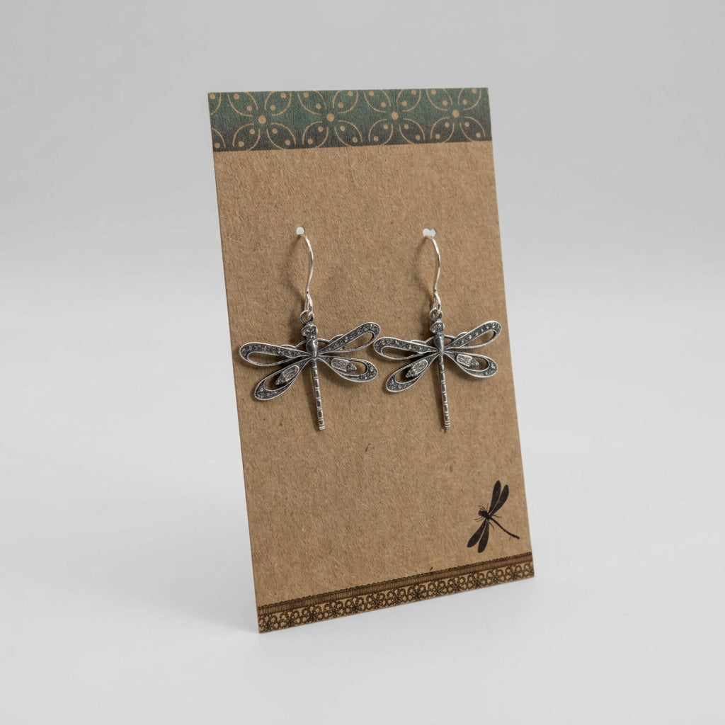 Silver-Plated Dragonfly Charm Earrings