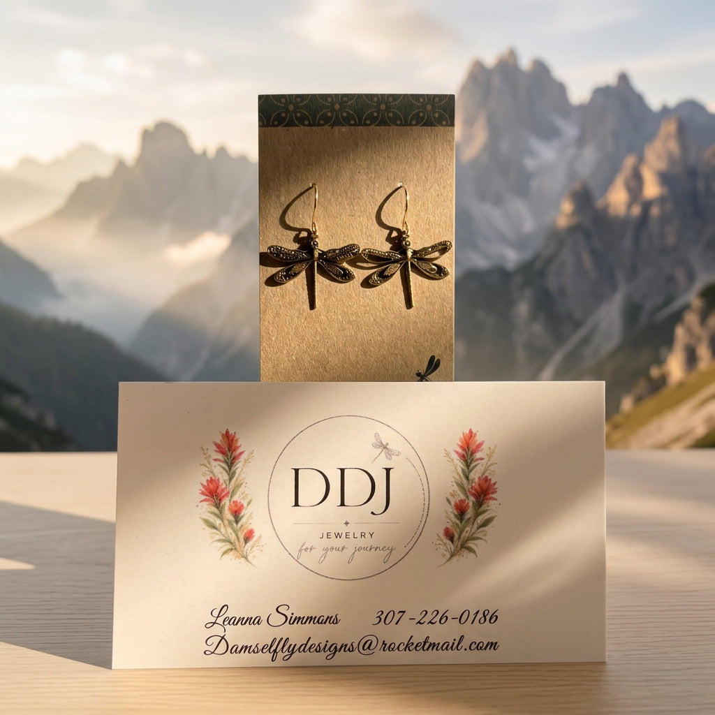 Gold-Plated Dragonfly Drop Earrings