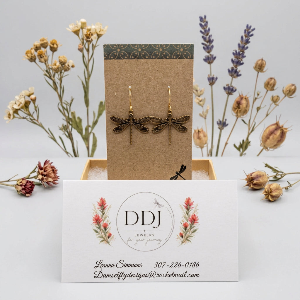 Gold-Plated Dragonfly Drop Earrings