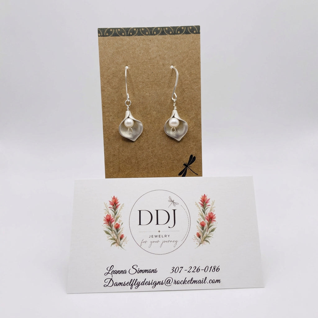 Calla Lily Earrings with Swarovski Pearl