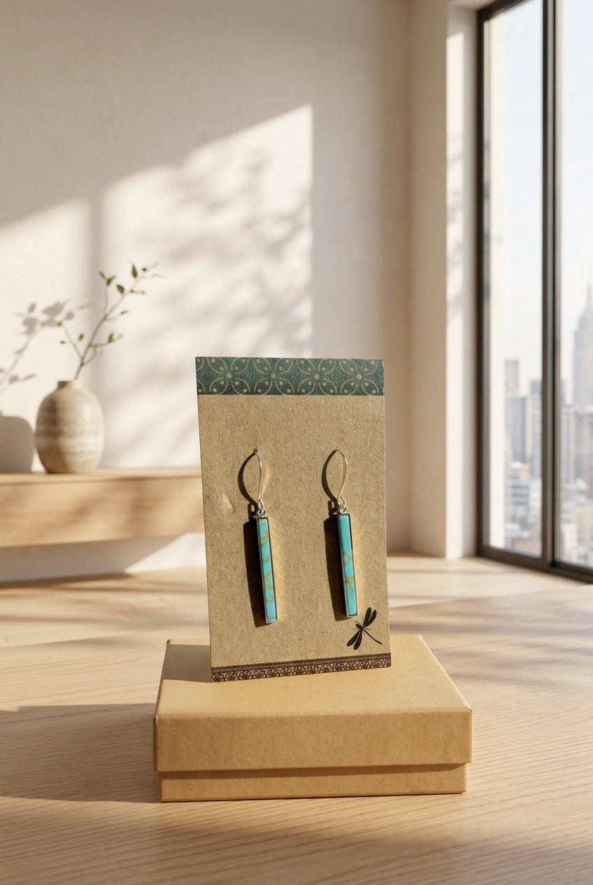 Turquoise Bar Drop Earrings