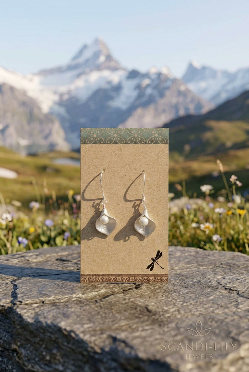 Calla Lily Earrings with Swarovski Pearl